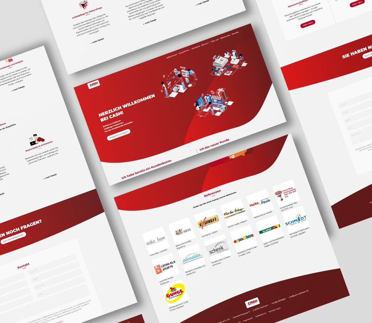 Darstellungen der Webseite für Cash Software