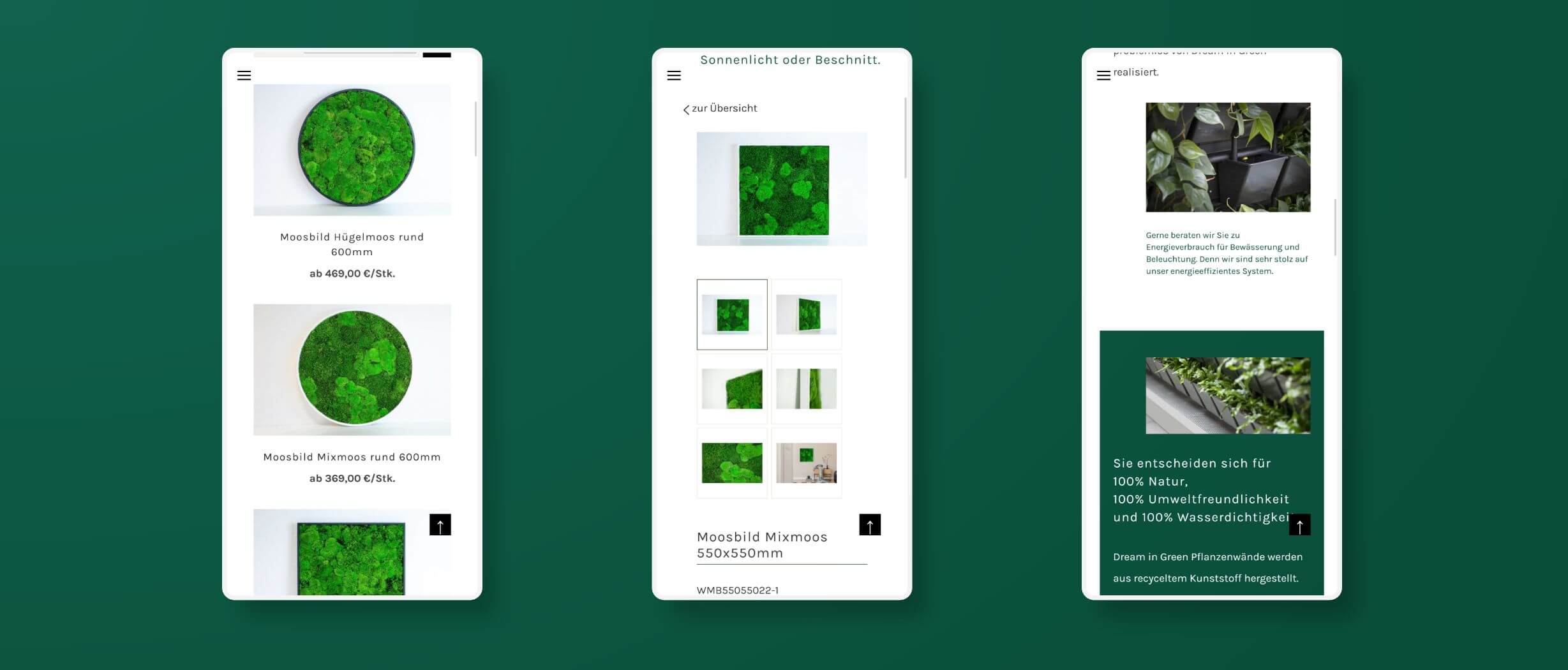 Mobiles Webdesign für Begrünungskonzept