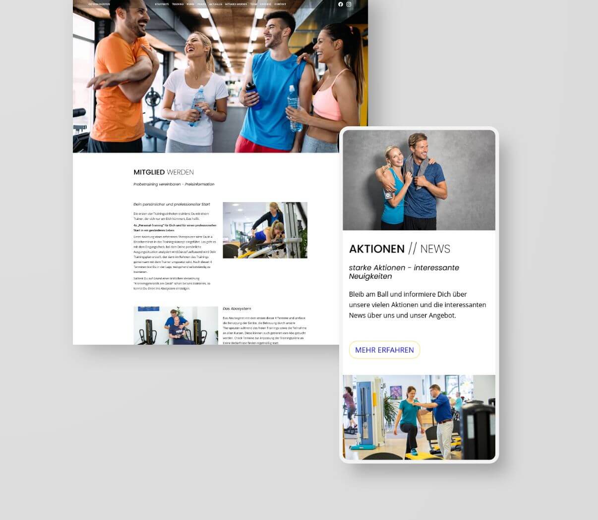 Responsives Webdesign für Gesundheit, Sport und Fitness