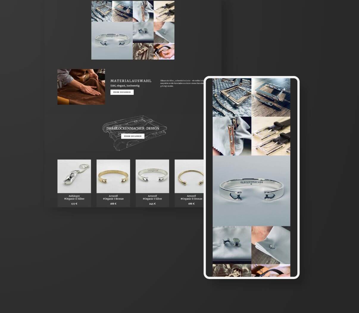Desktop sowie mobile Variante des Onlineshops