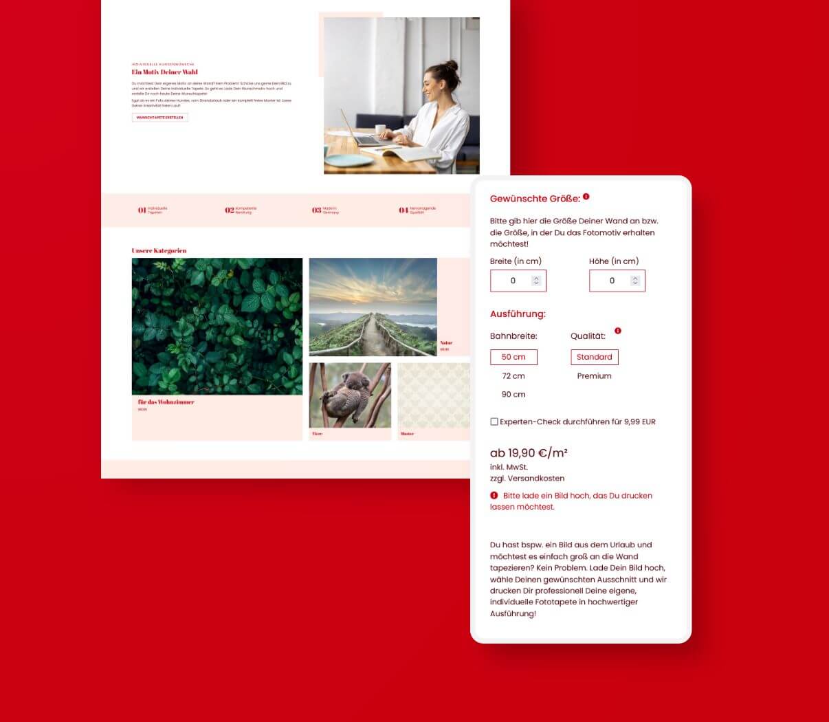 Individueller Konfigurator für den goldleder Onlineshop