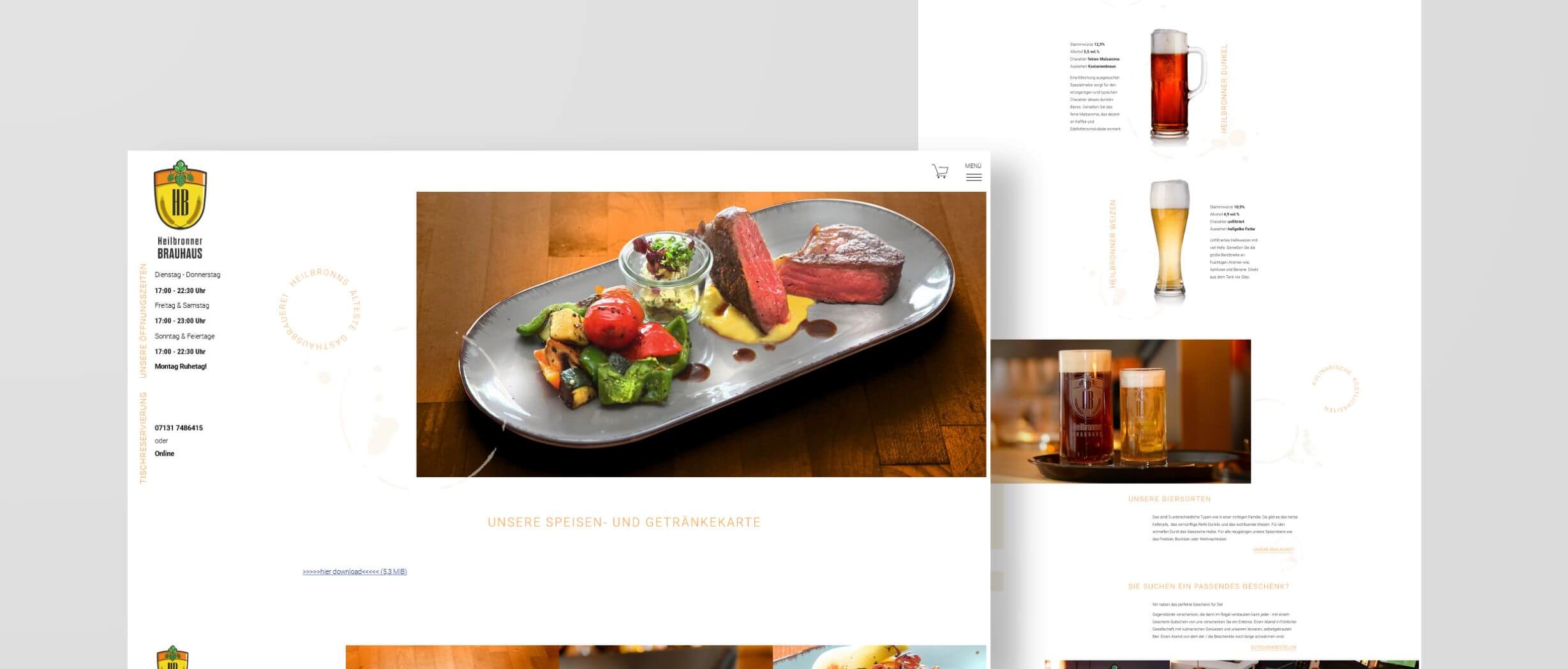 Desktop und mobile Ansicht der Webseite