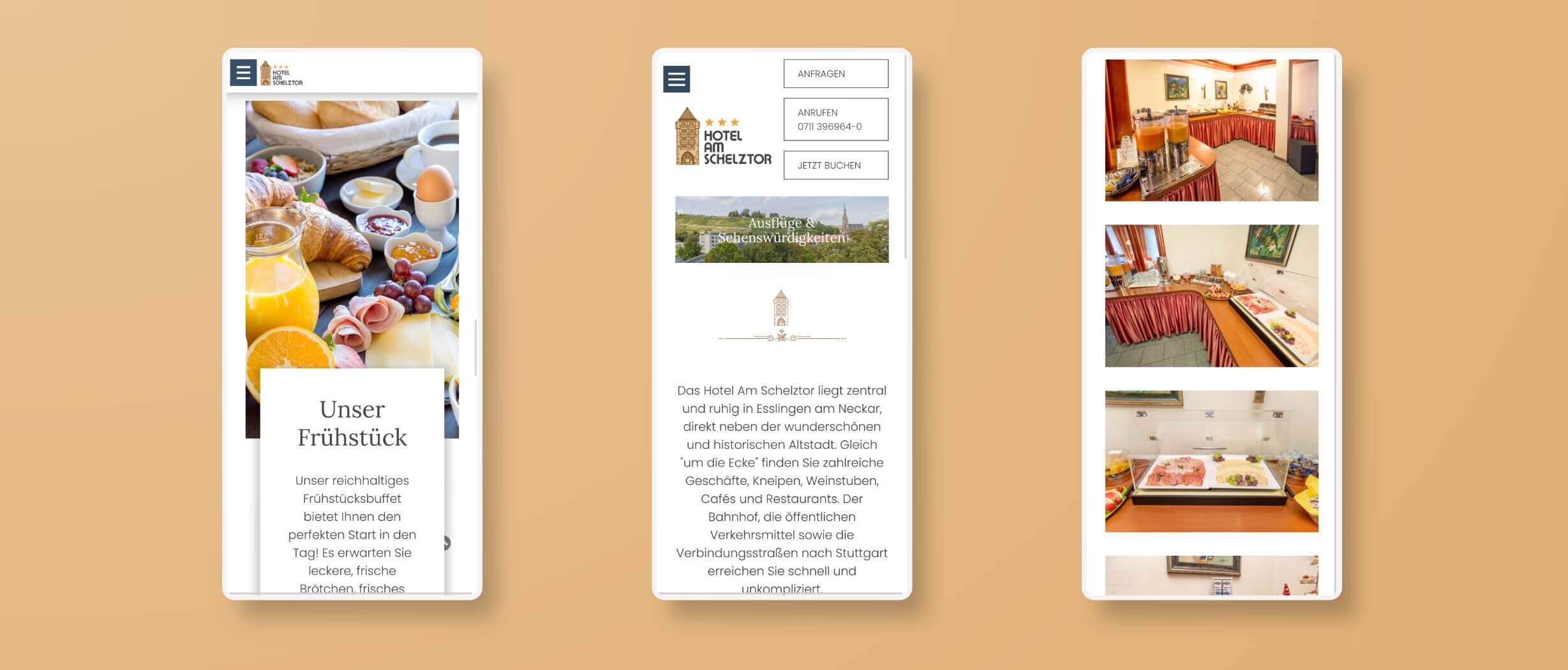 Ansicht des responsiven Design für Hotel am Schelztor