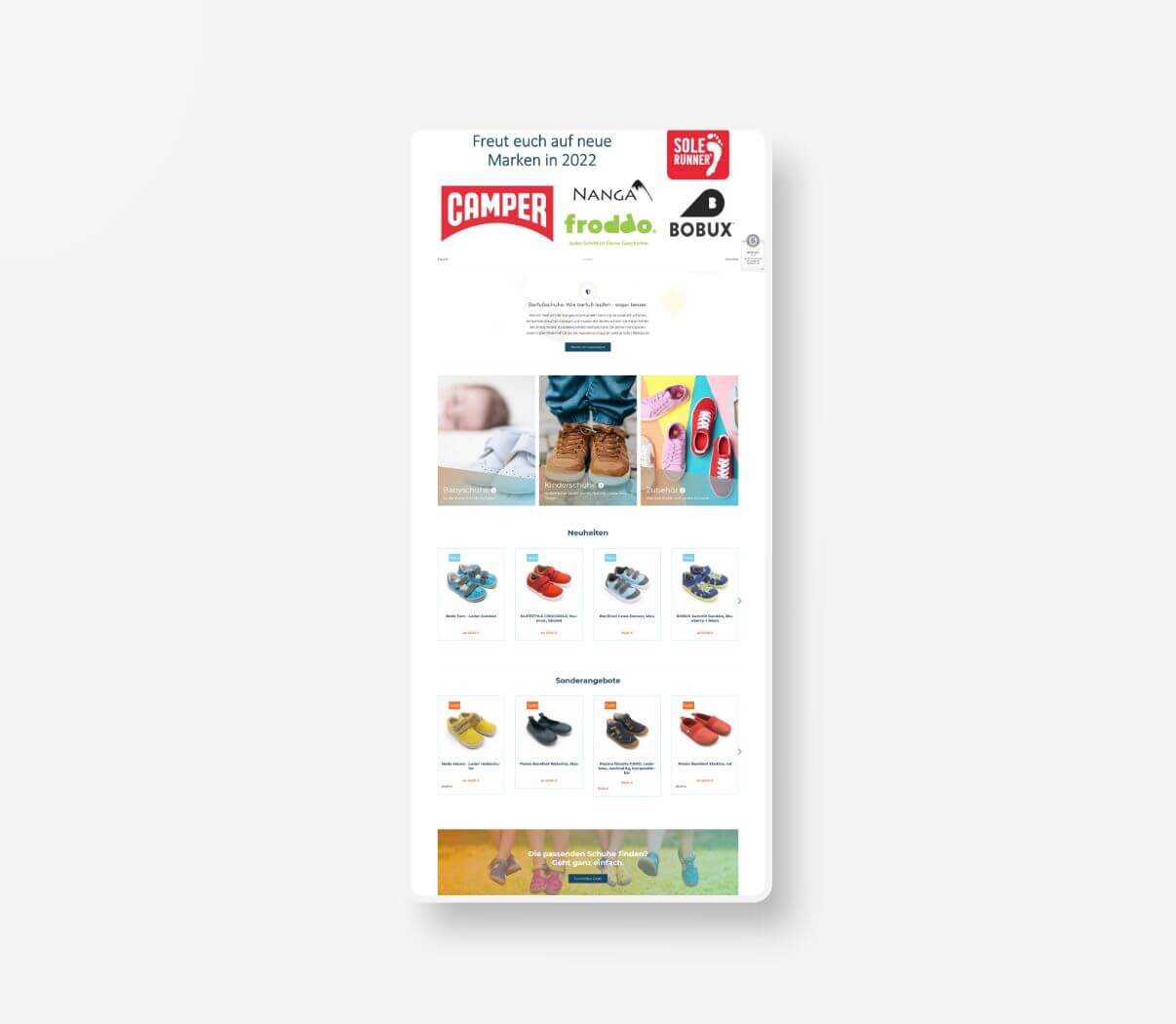 Mobile Ansicht des E-Commerce Shop Jimbla