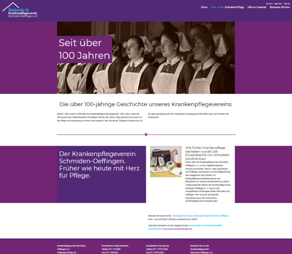 Homepage für Krankenpflege
