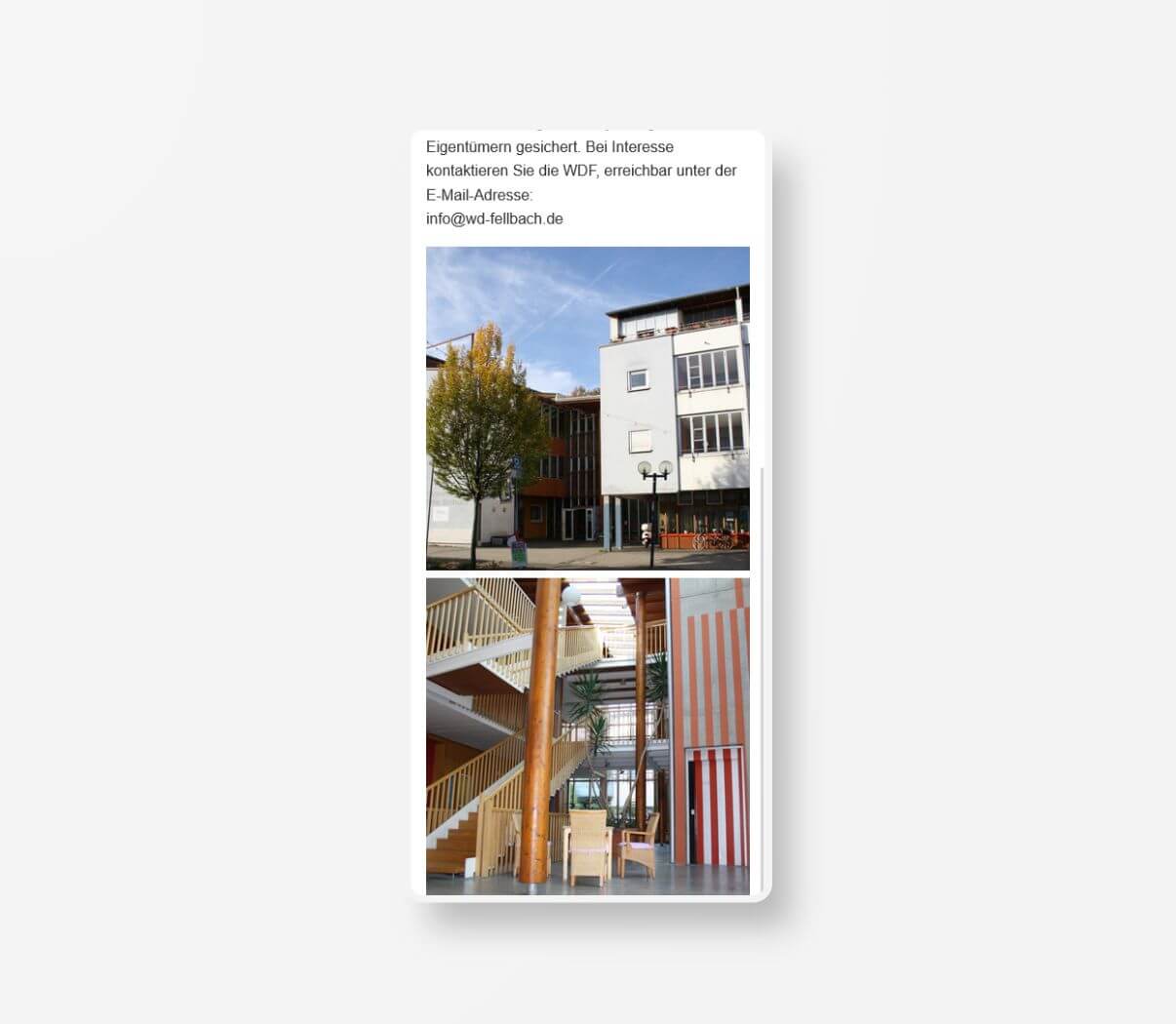 mobile Ansicht der Webseite