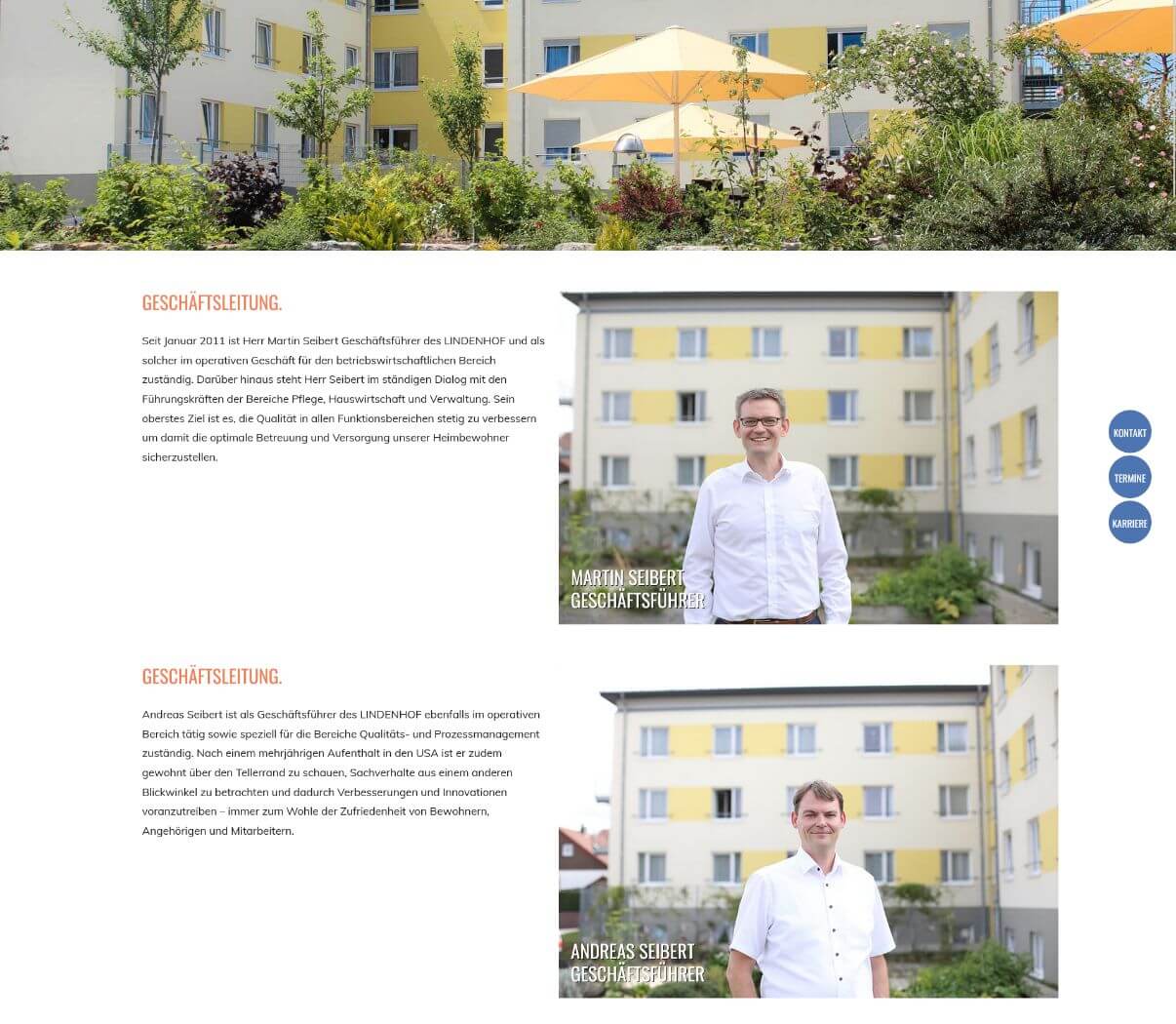 modernes Webdesign für Pflegeheim