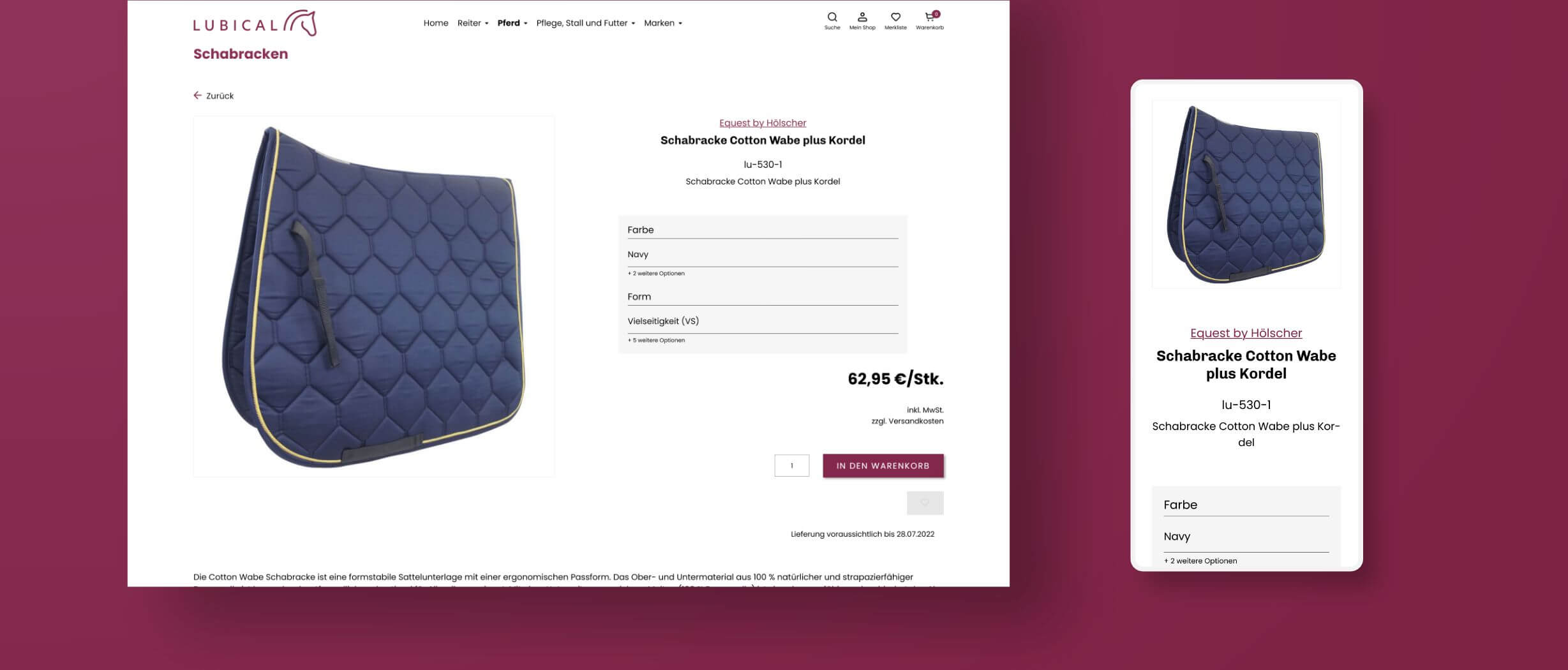 Produktdetailansicht des Shopsystems Merconis