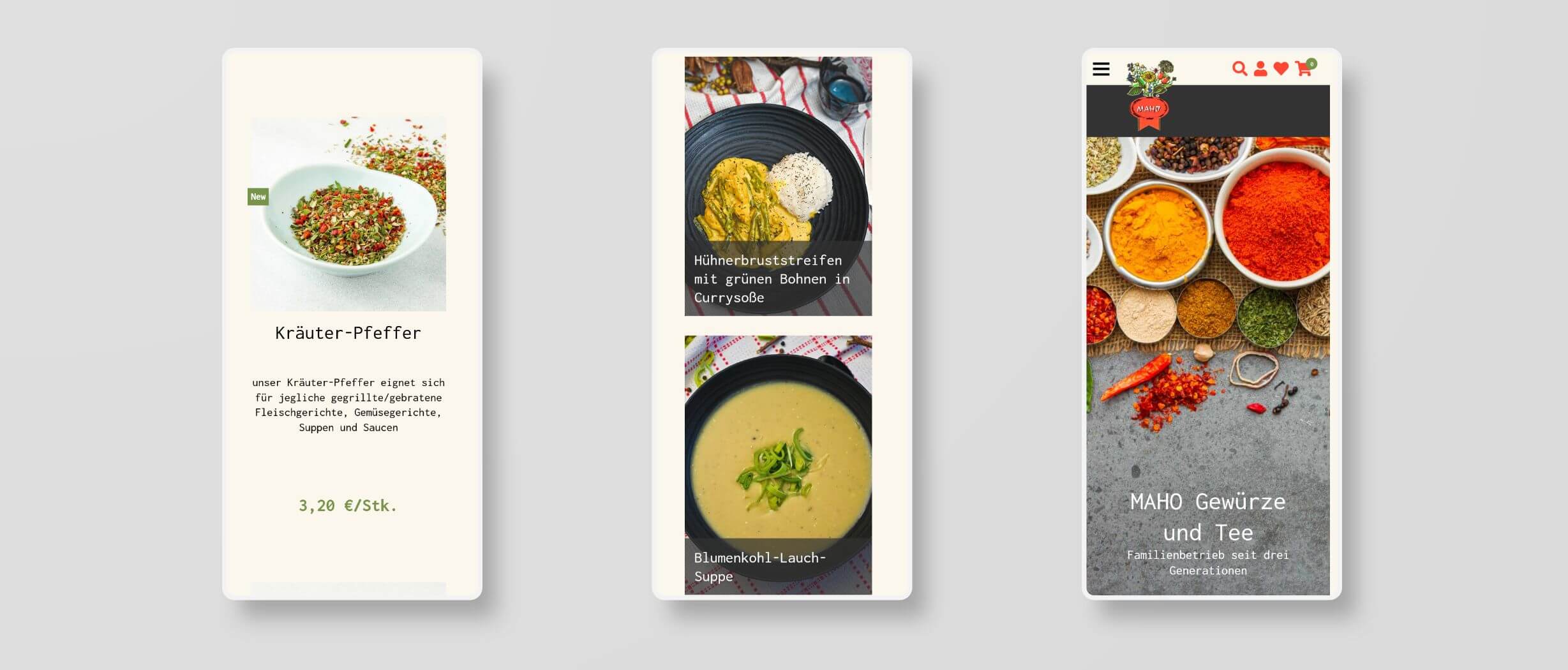 mobiles Webdesign für Gewürze
