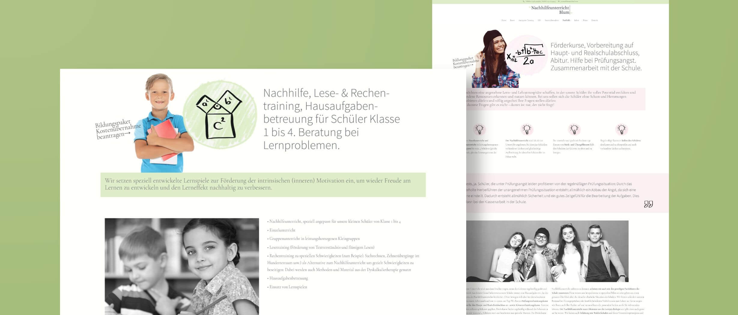 Darstellung der Webseite von Nachhilfeunterricht Blums