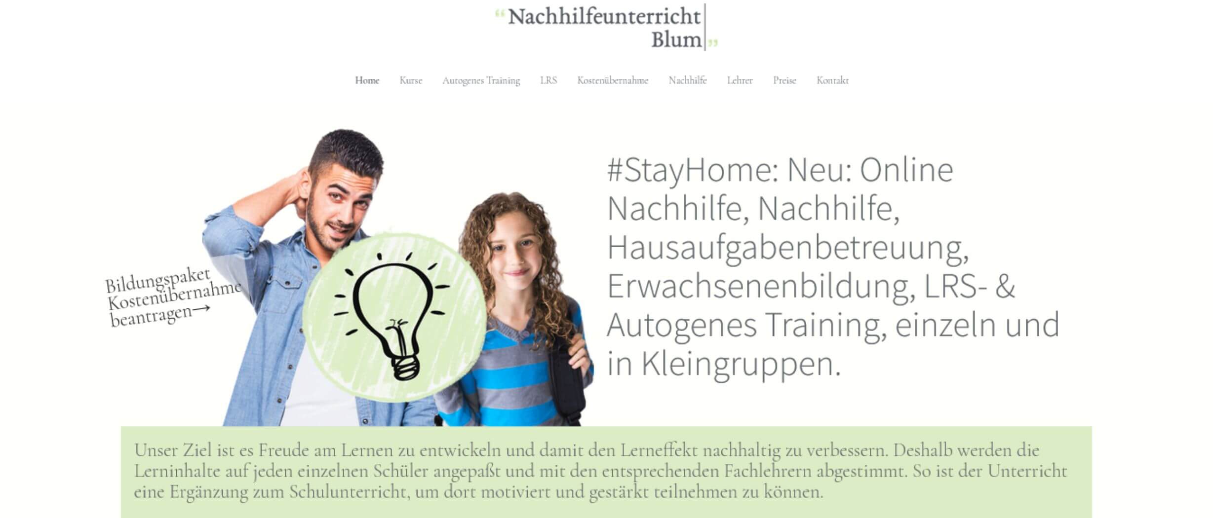 Professionelles Webdesign für Online Nachhilfe und Hausaufgabenbetreuung