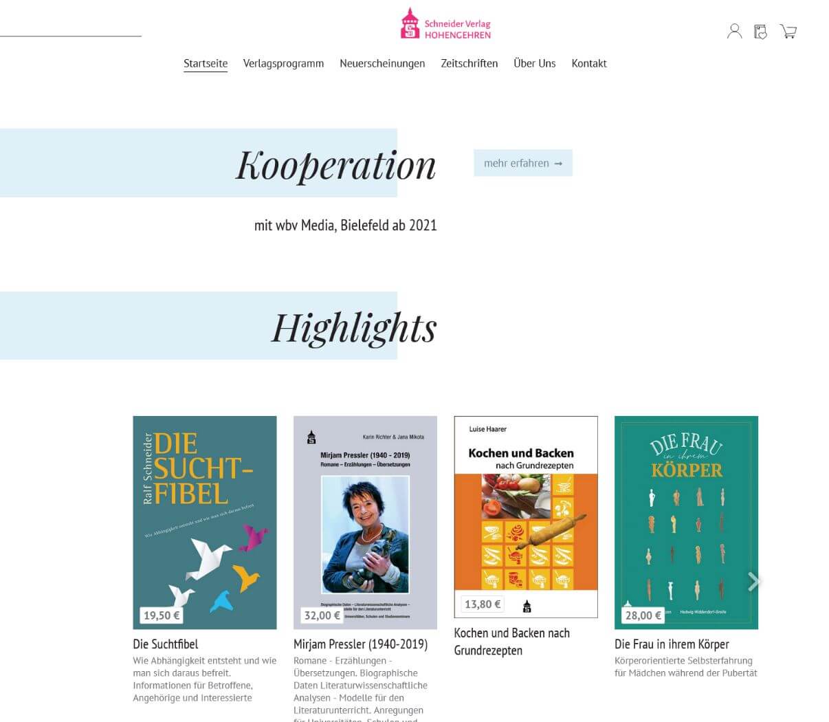 Webdesign für einen Buchverlag