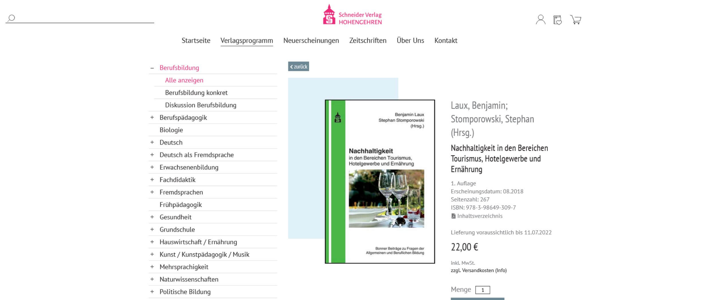Individueller Webshop für einen Verlag