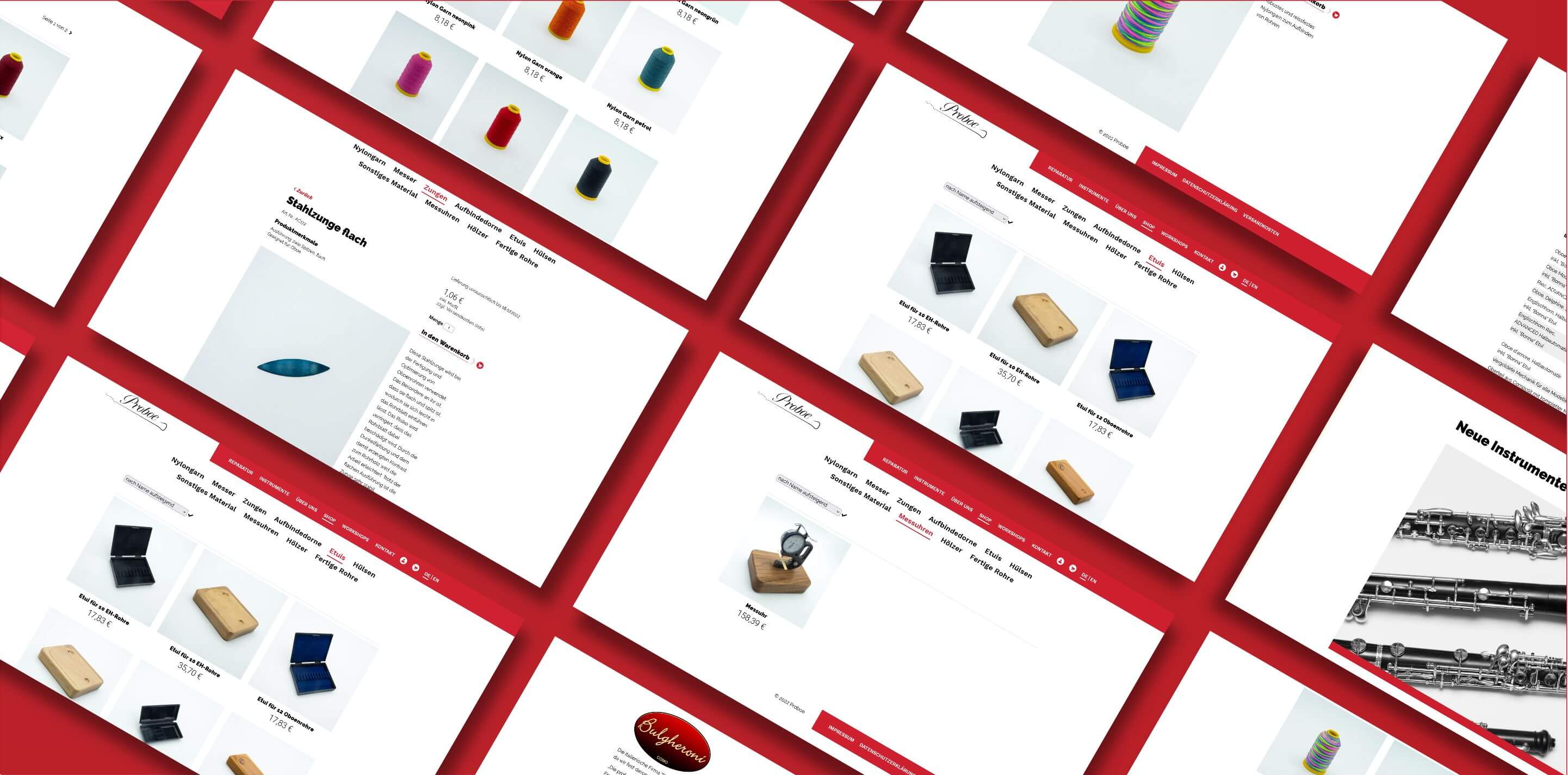 individuelles Design für Onlineshop für Instrumente