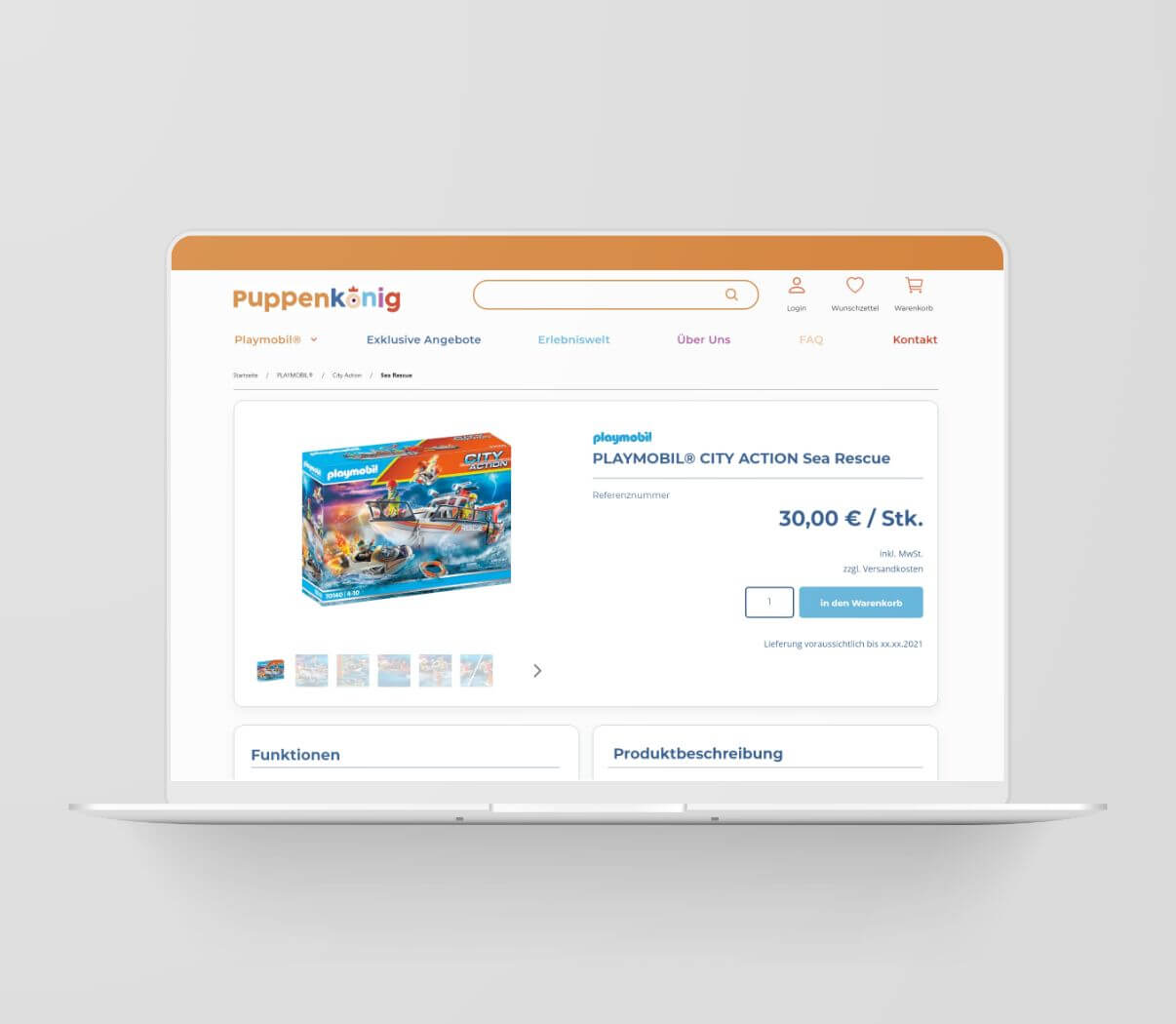 Ansicht des Onlineshopsystems Contao mit Merconis