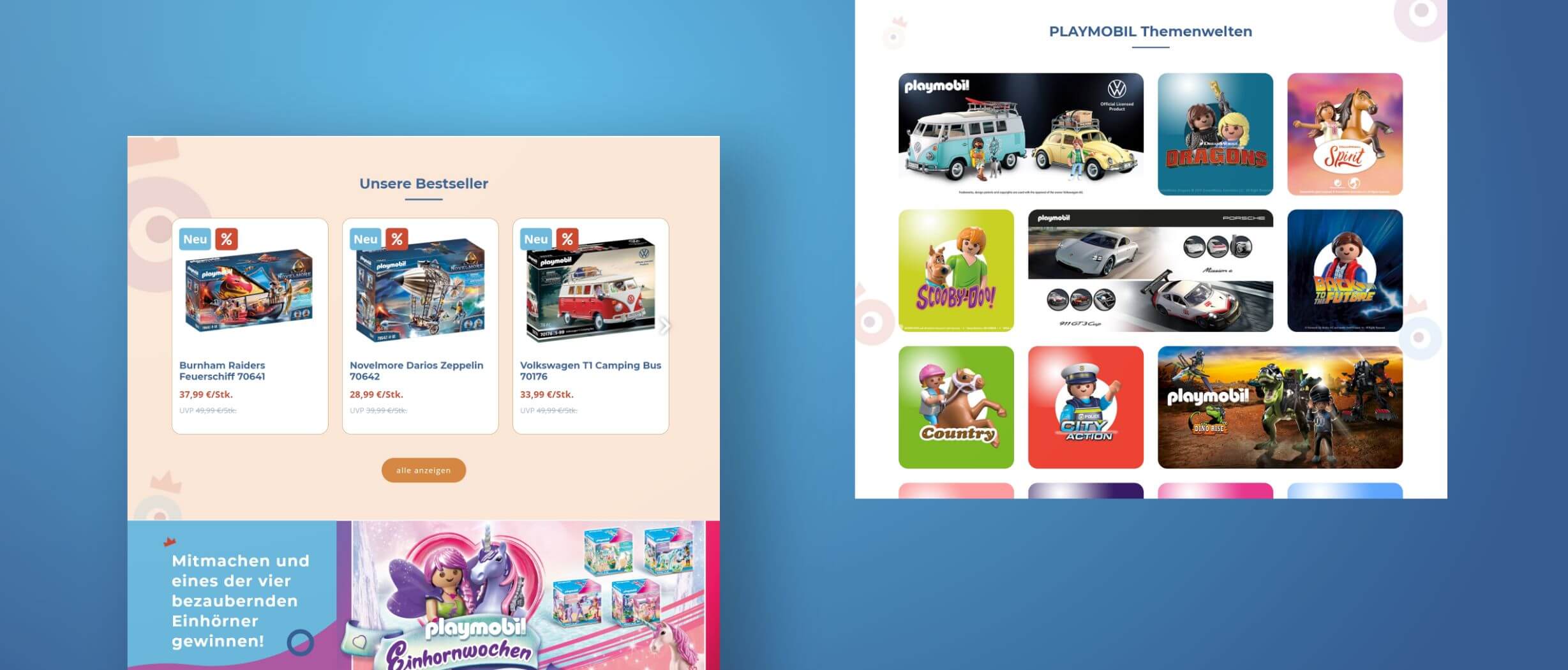 Produktansichten vom Webshop Onlineshop