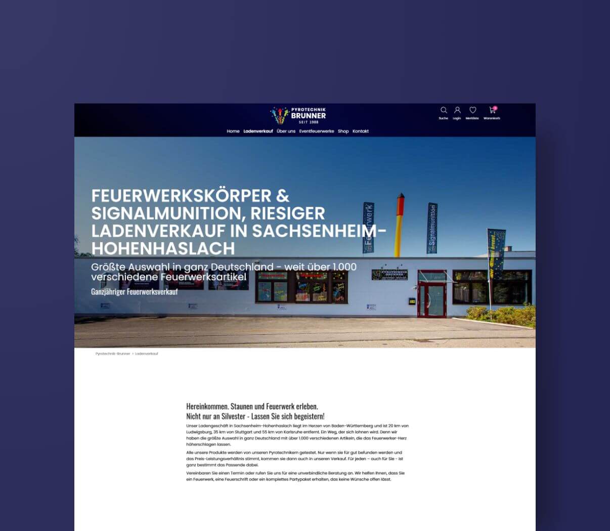 E-Commerce für Pyrotechnik Feuerwerk