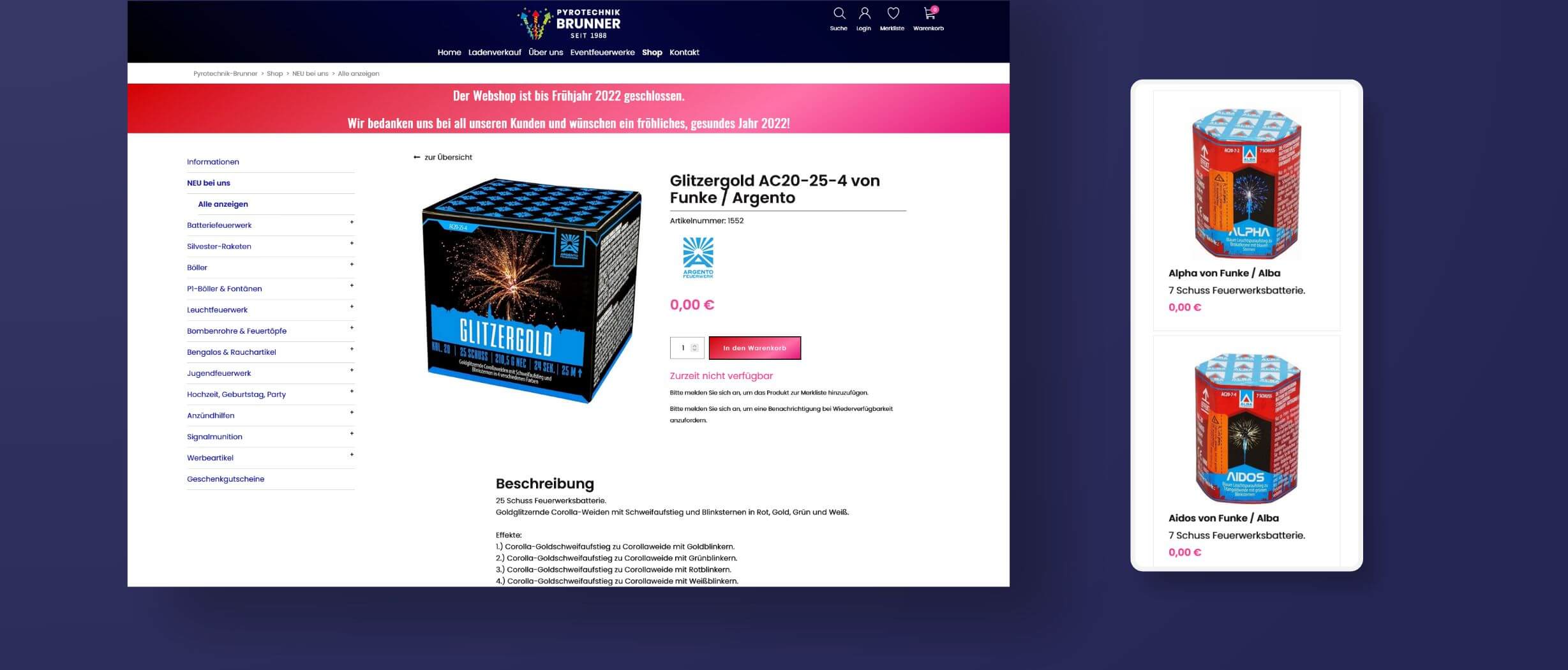 individuelles Webdesign für Feuerwerkshop