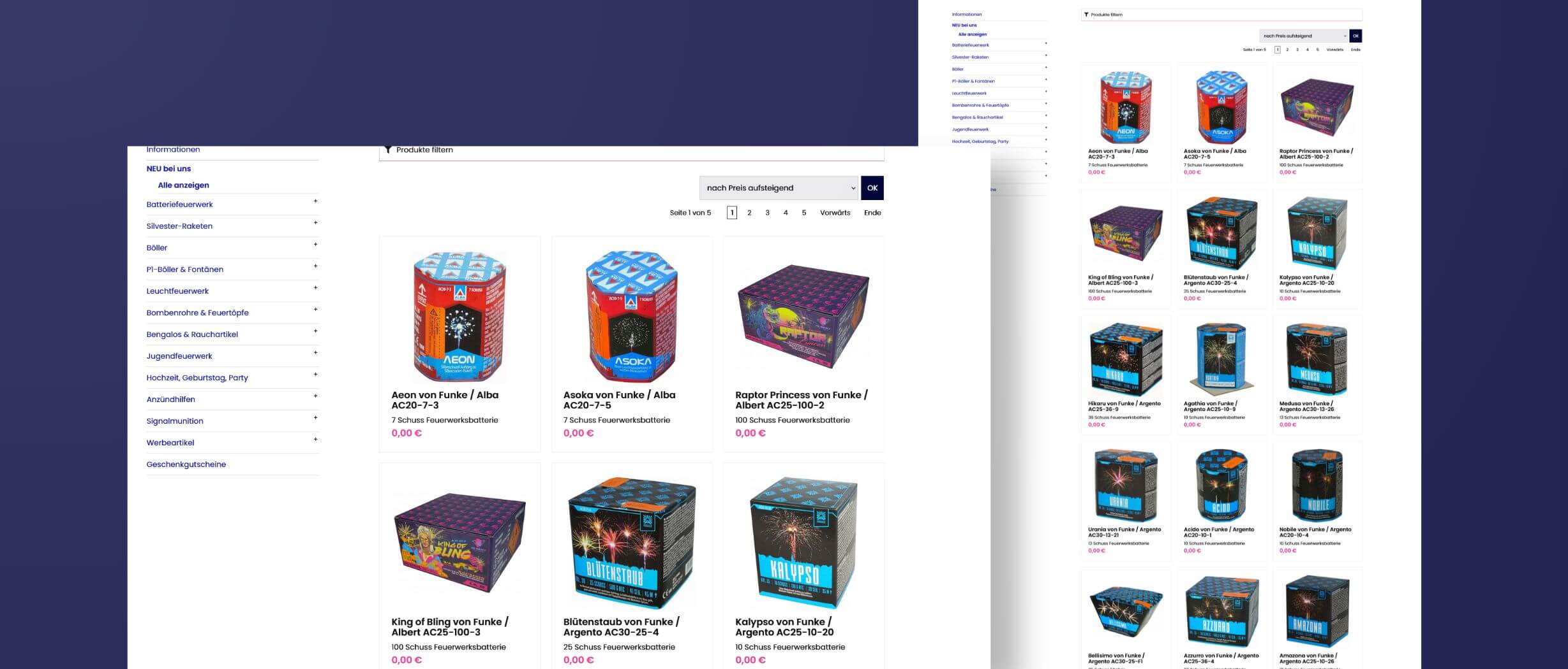 Webdesign für Onlineshop von Feuerwerk
