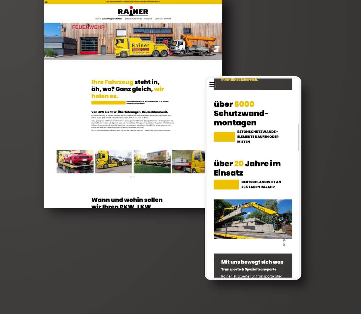 Ansicht der Webseite und mobiler Seite in Contao