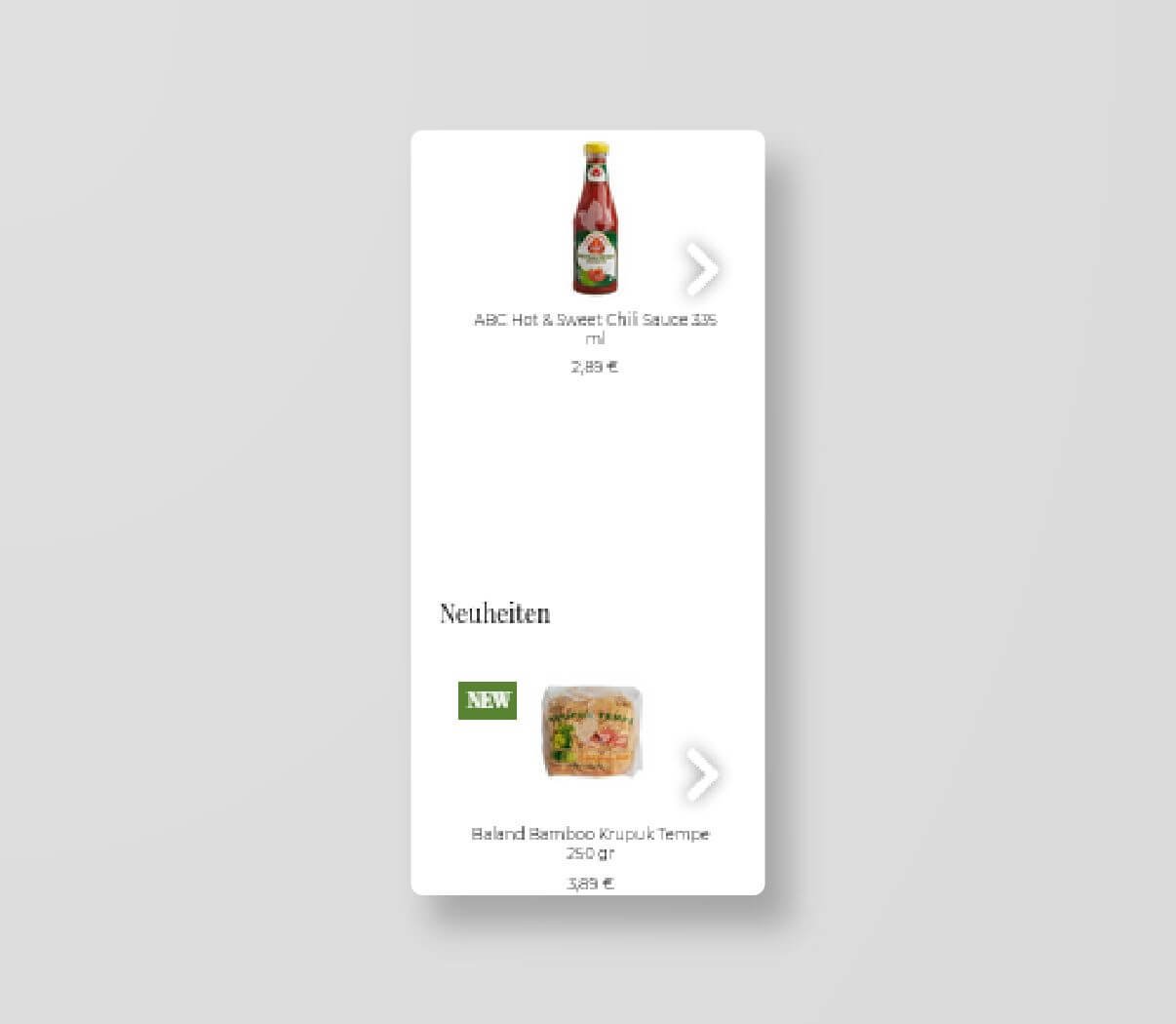 Produktansicht des Onlineshops für rasa rindu