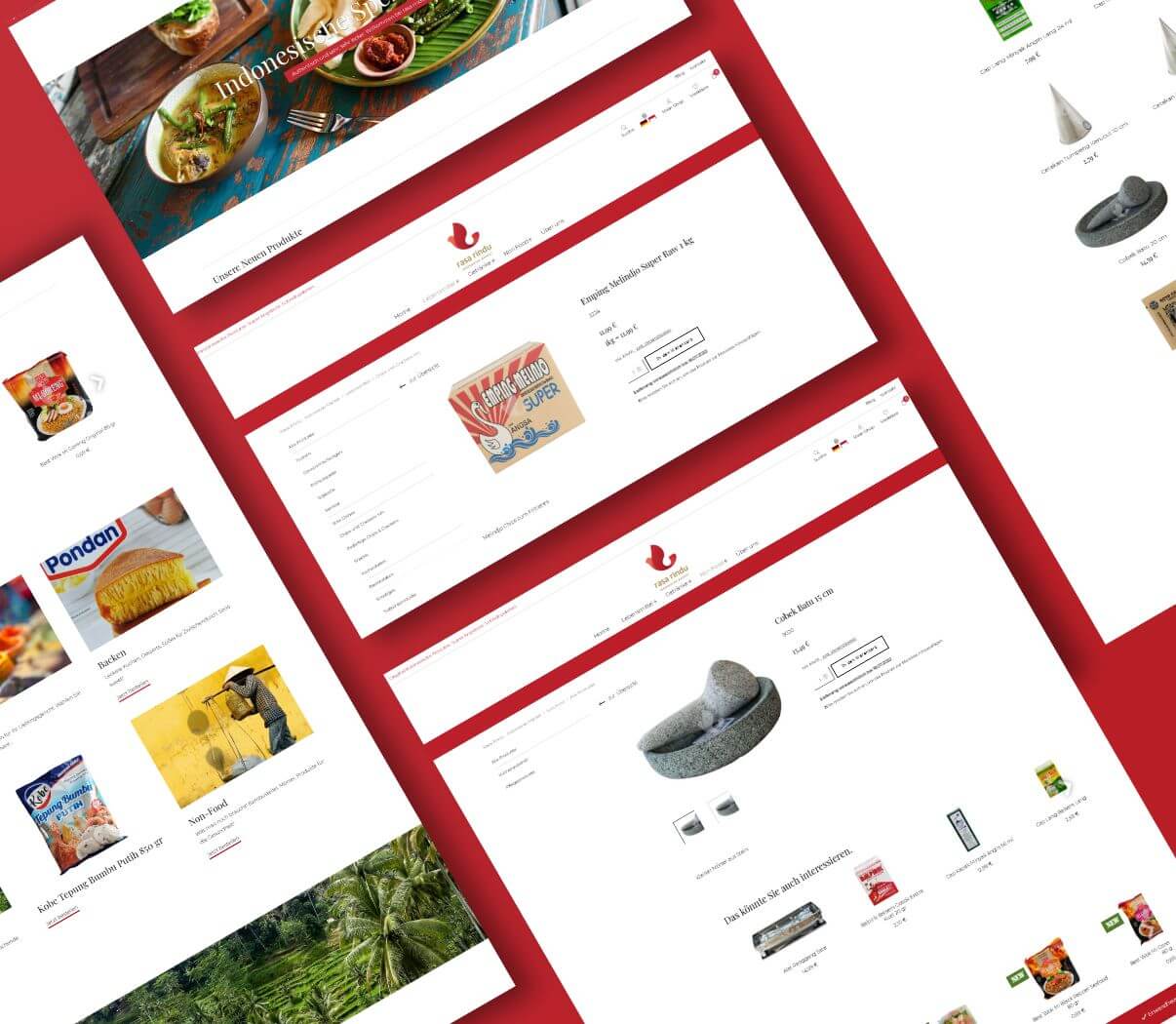 verschiedenen Darstellungen des Webshop mit Contao
