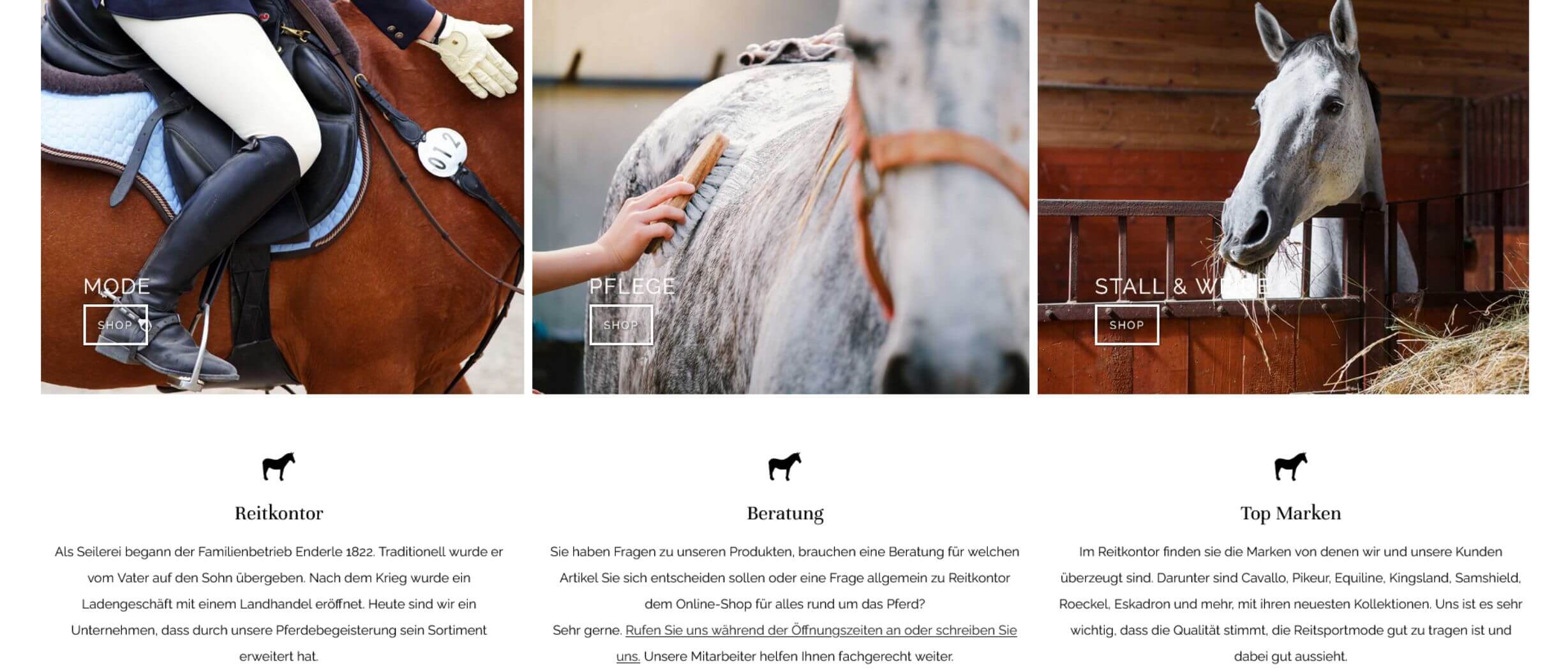 Onlineshop für Reitbedarf