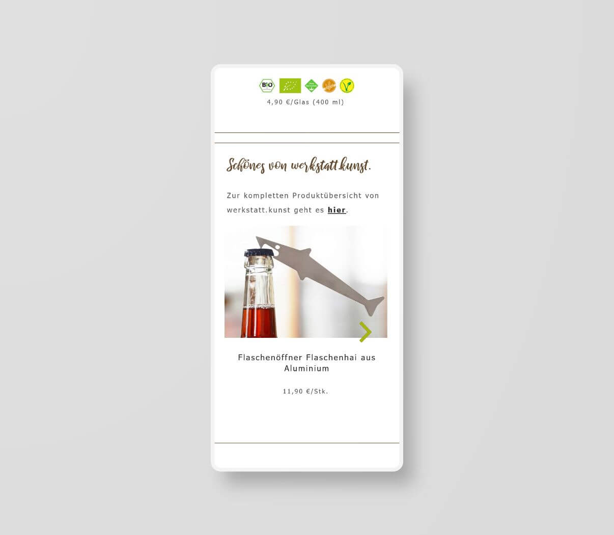 Onlineshop in Contao