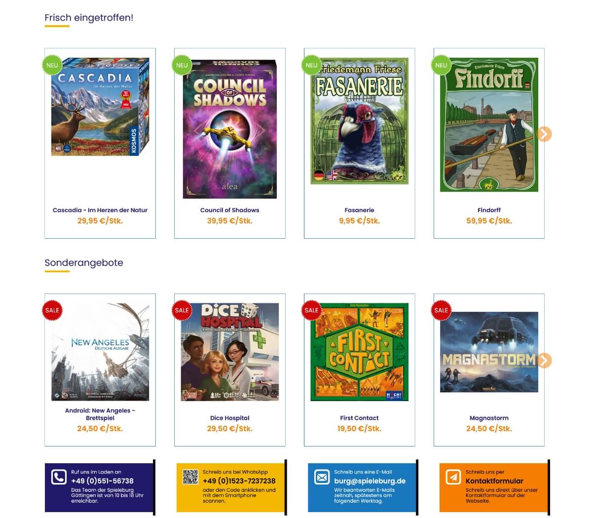 Contao Onlineshop für Gesellschaftsspiele